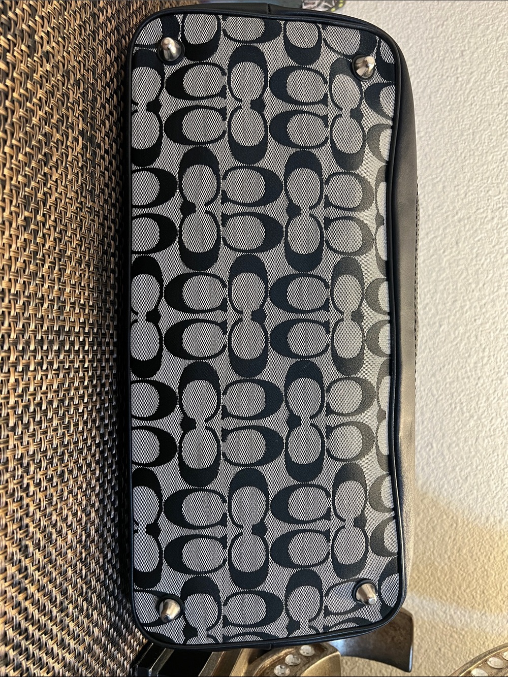 Coach Black and Gray Signature Buckle Tote - Picture 6 of 11